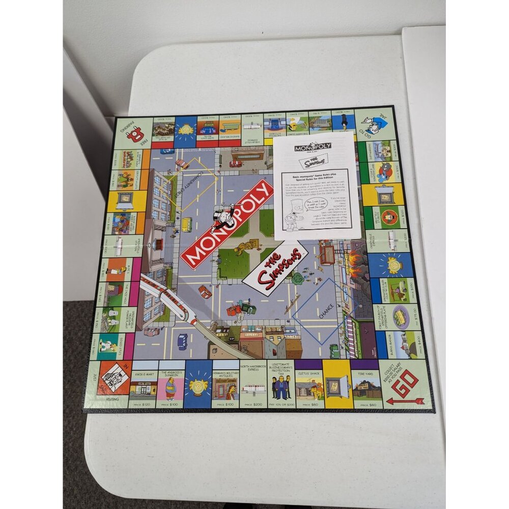 Simpsons 2001 Monopoly Edition Game Replacement Board Instructions